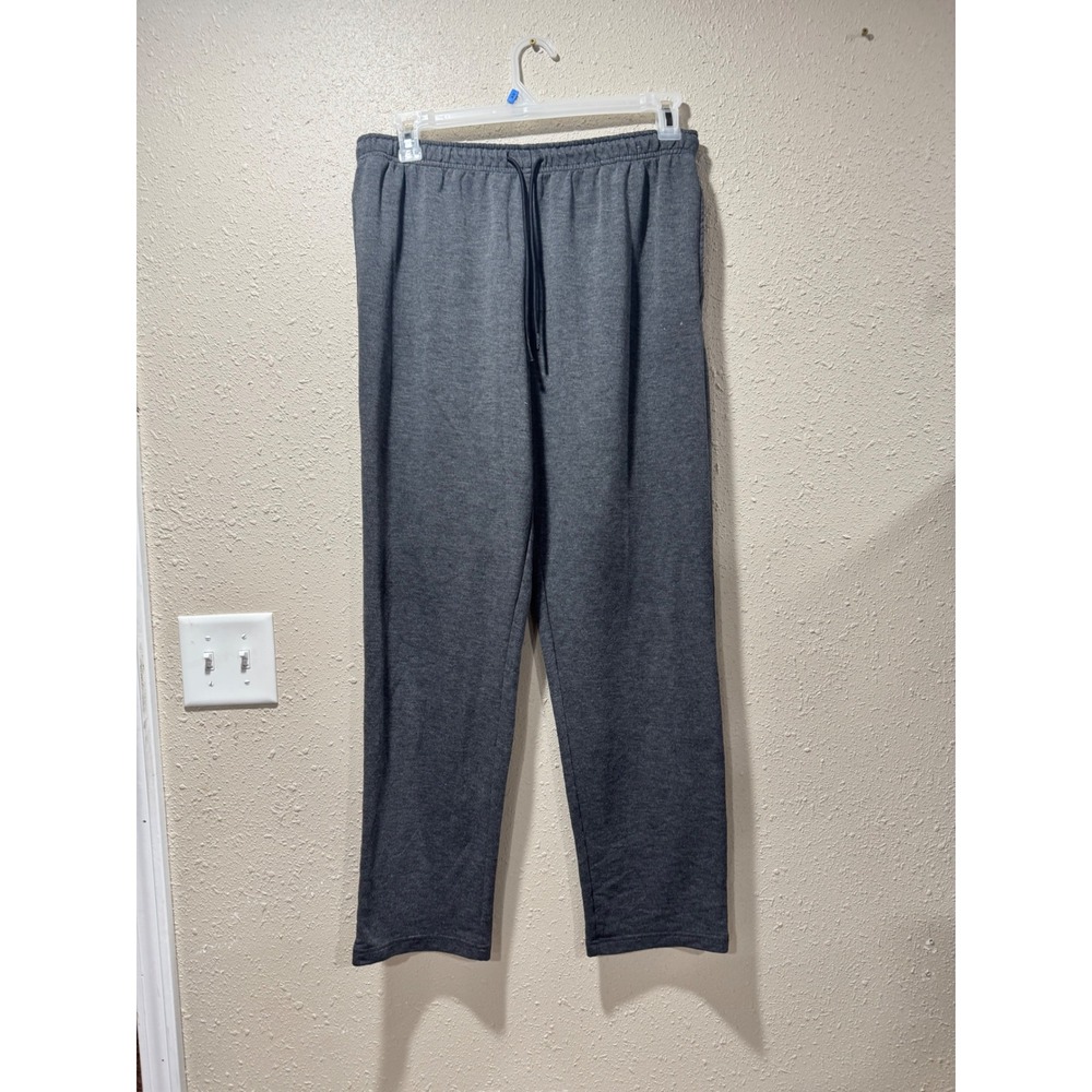 Mens Charcoal Grey Heathered Sweatpants Straight Leg Drawstring Joggers L